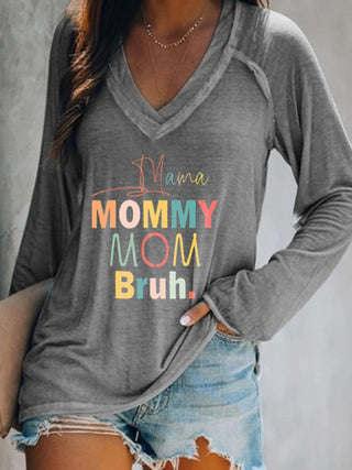 Women's V-neck Long Sleeve Graphic Print T-shirt