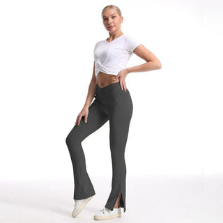 Women's Slit Micro High Waist Elastic Hip Lifting Trousers