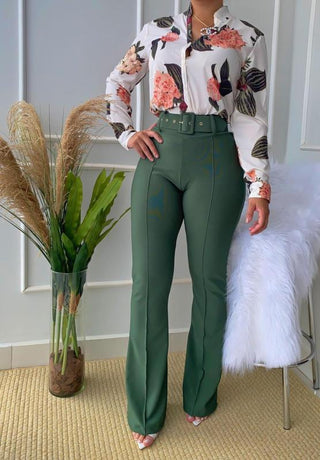 Women's Long-sleeved Top and Wide-leg Pants / Trouser Set